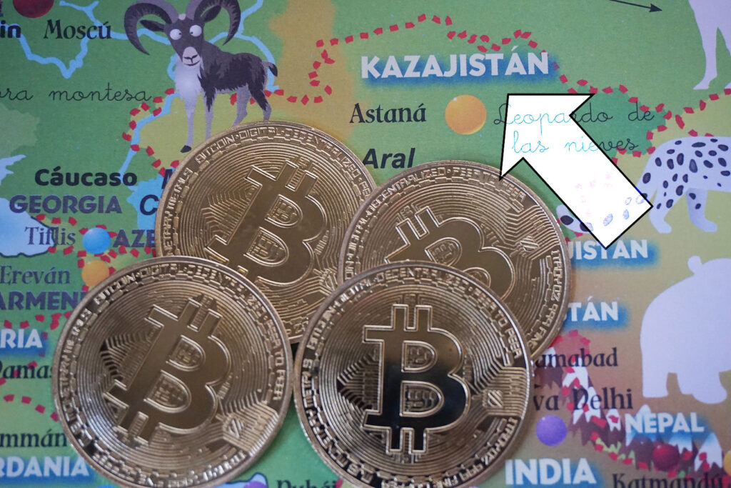 Bitcoin ($BTC) Tokens Lying On Map of Kazakhstan Ⓒ 2023 – Crypto Coin Opps