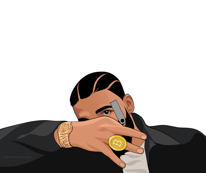 Drake holding a Diamond Encrusted Nano Ledger Cold Wallet