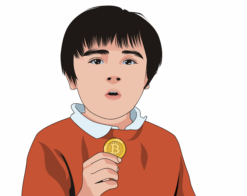 Young Boy Shocked To Hold a Bitcoin Token