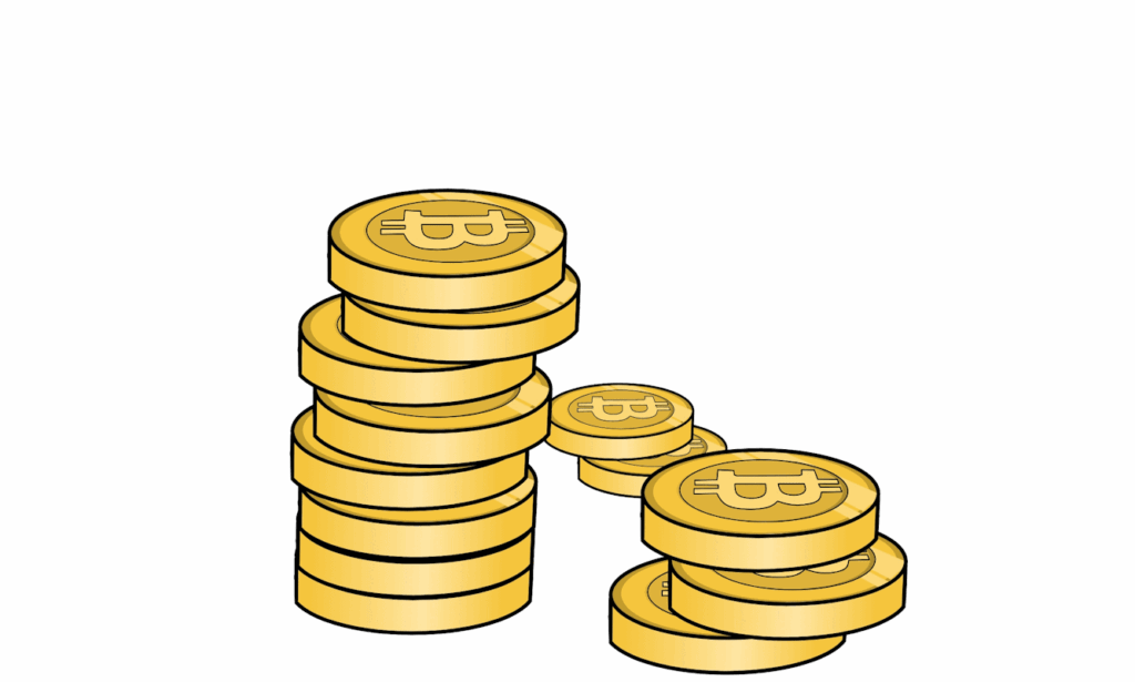 Stack of Bitcoin tokens