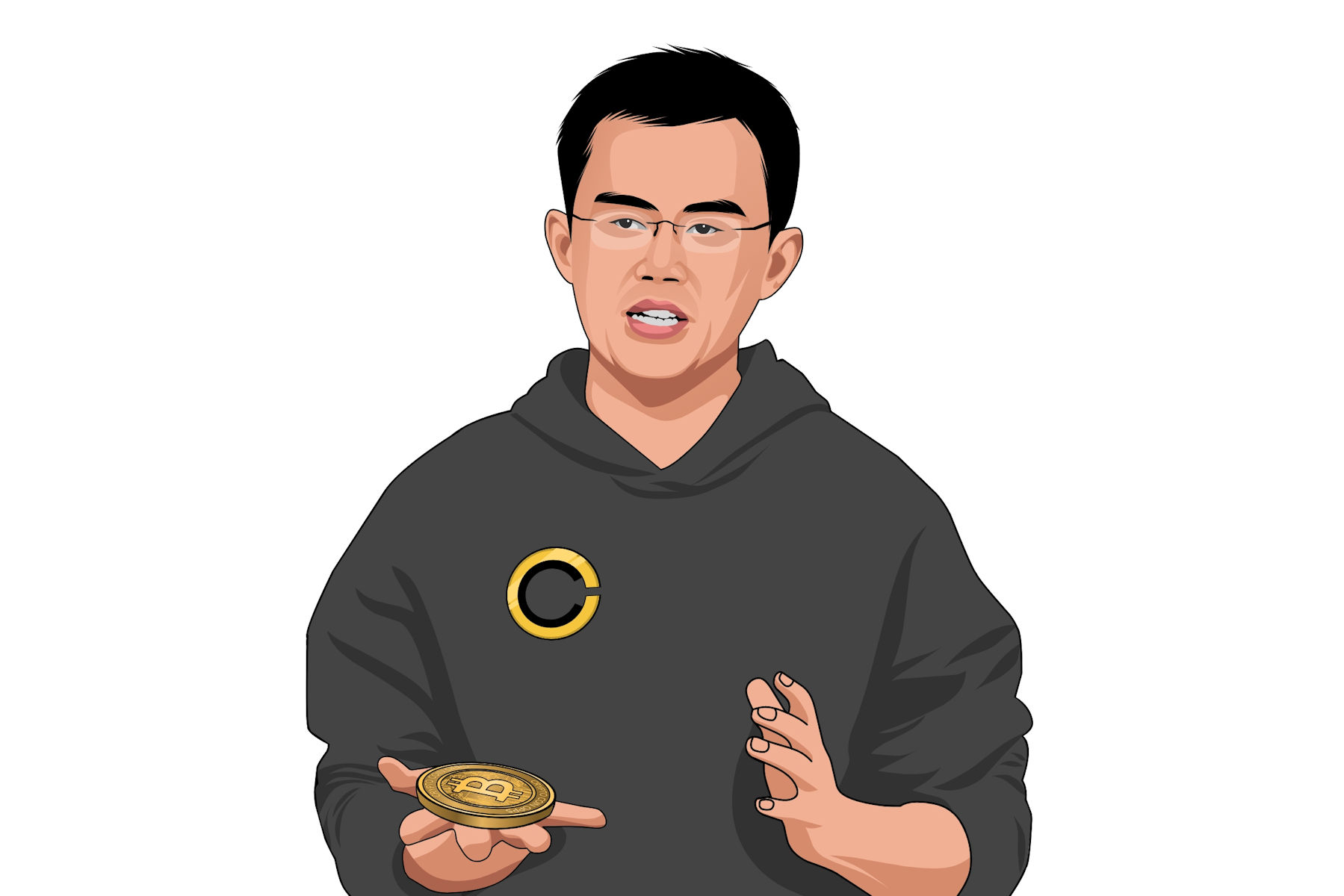 CZ holding a Bitcoin