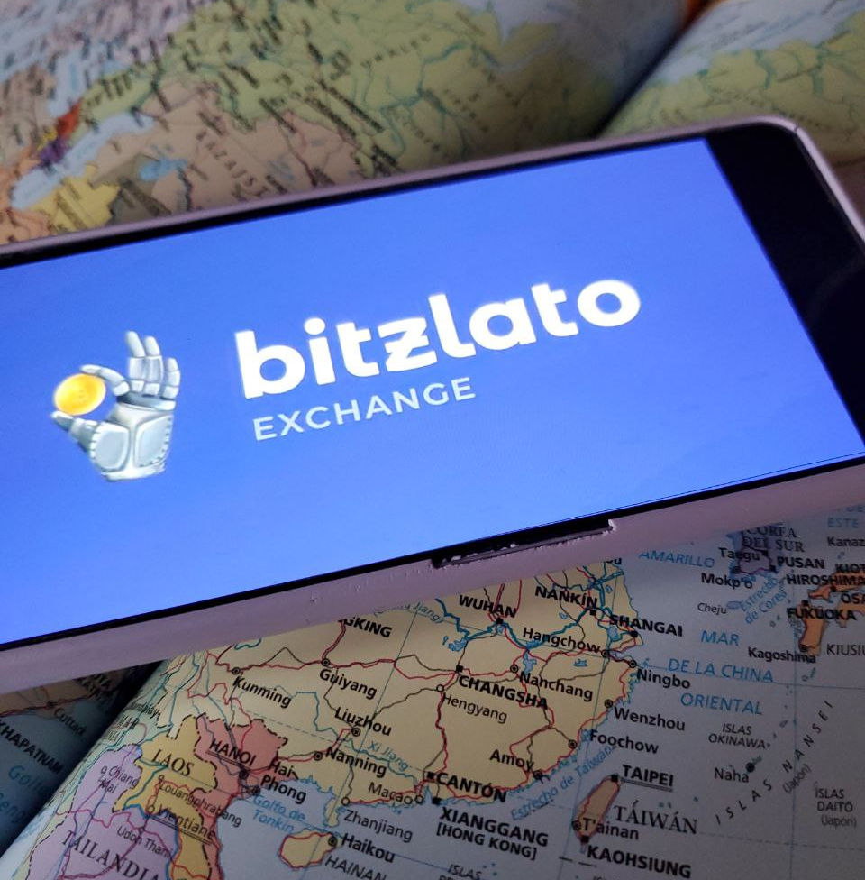 Bizlato Exchange Screensaver Over Map Showing Hong Kong
