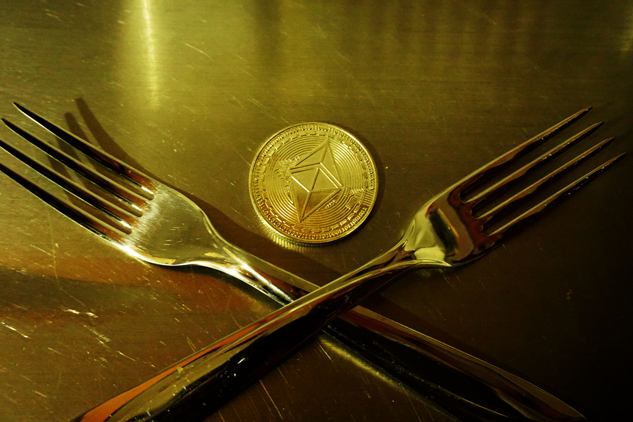 Ethereum ($ETH) Token Over 2 Steel Forks Ⓒ 2023 – Crypto Coin Opps