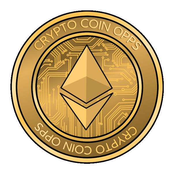 Gold Ethereum ($ETH) Metaverse token art Ⓒ 2023 – Crypto Coin Opps