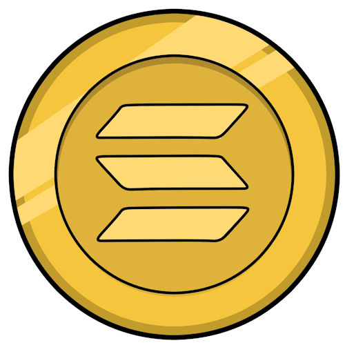 Gold Solana ($SOL) token artwork Ⓒ 2023 – Crypto Coin Opps
